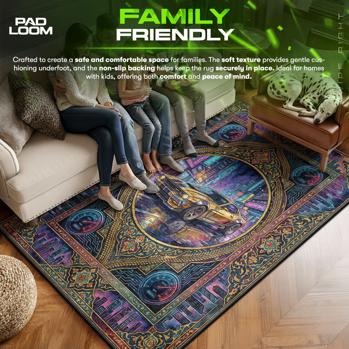 Quadra Turbo-R Neon Drift Rug - Cyberpunk 2077 Chair Mat