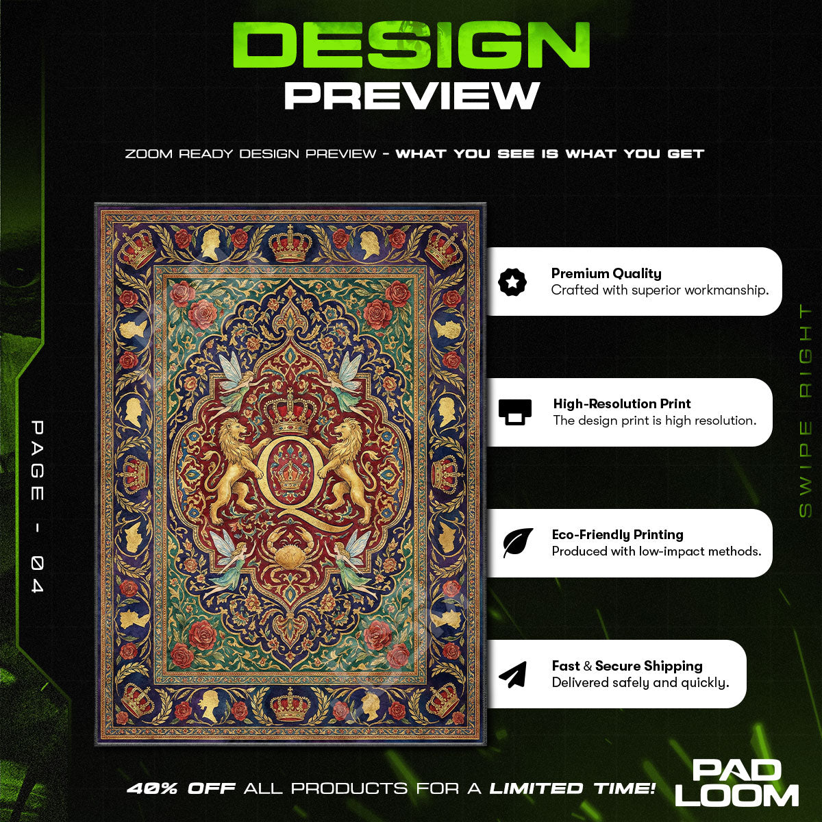 Queen Royal Crest Rock Area rug — main product view