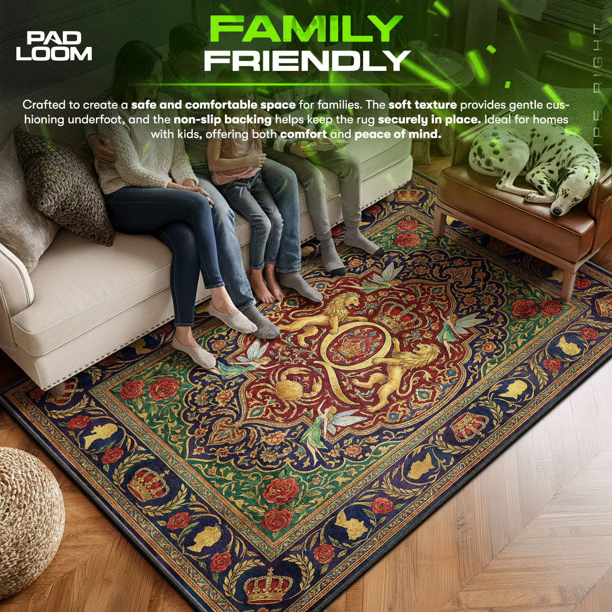 Area character design printed on rug