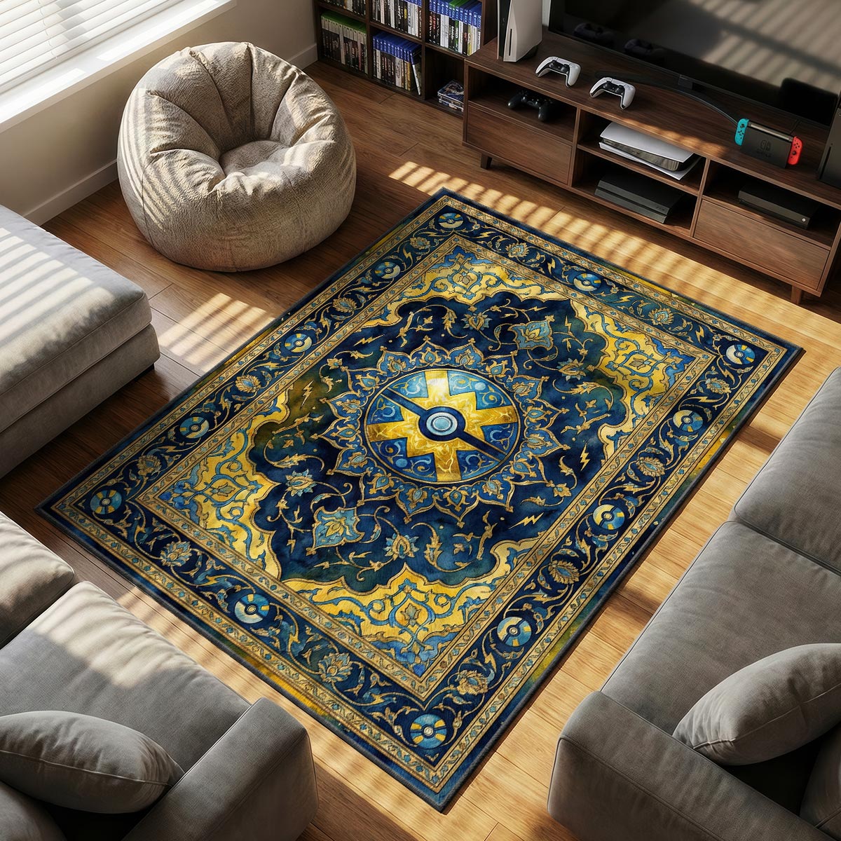 Quick Ball themed area rug for home decor fans
