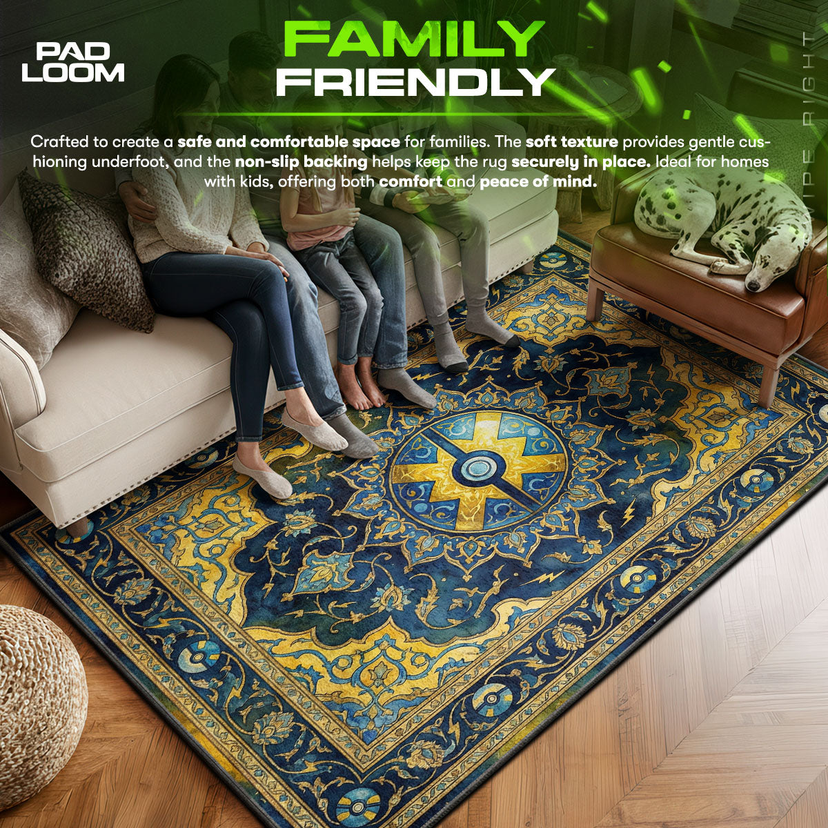 Quick area rug showing full home decor artwork