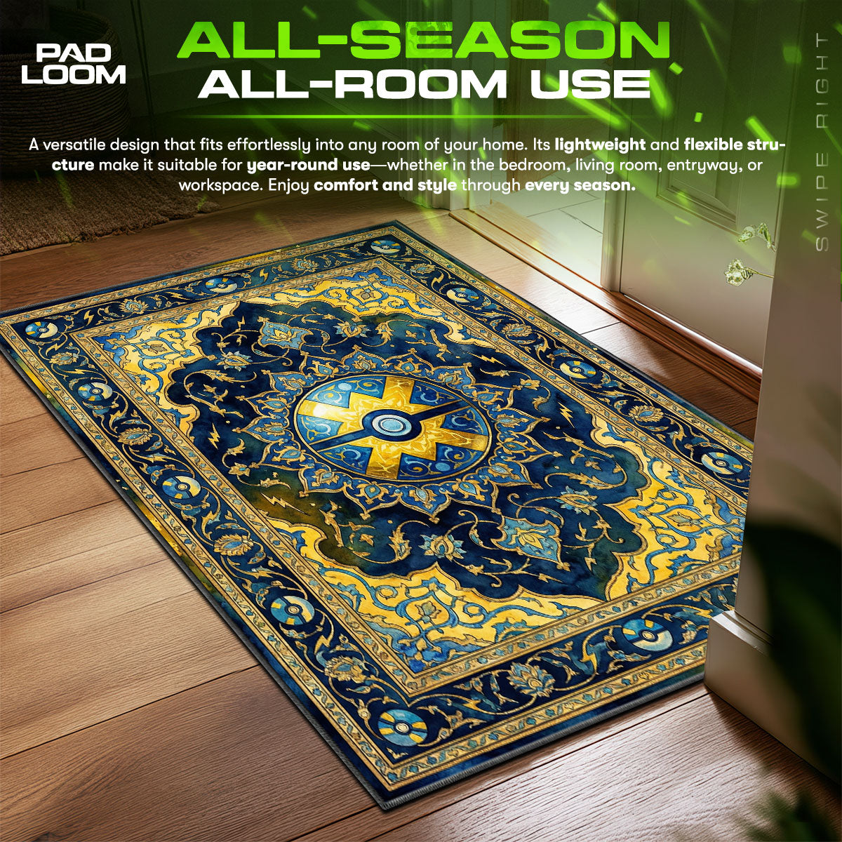 Quick Ball Pokémon Chair fan rug — premium quality print