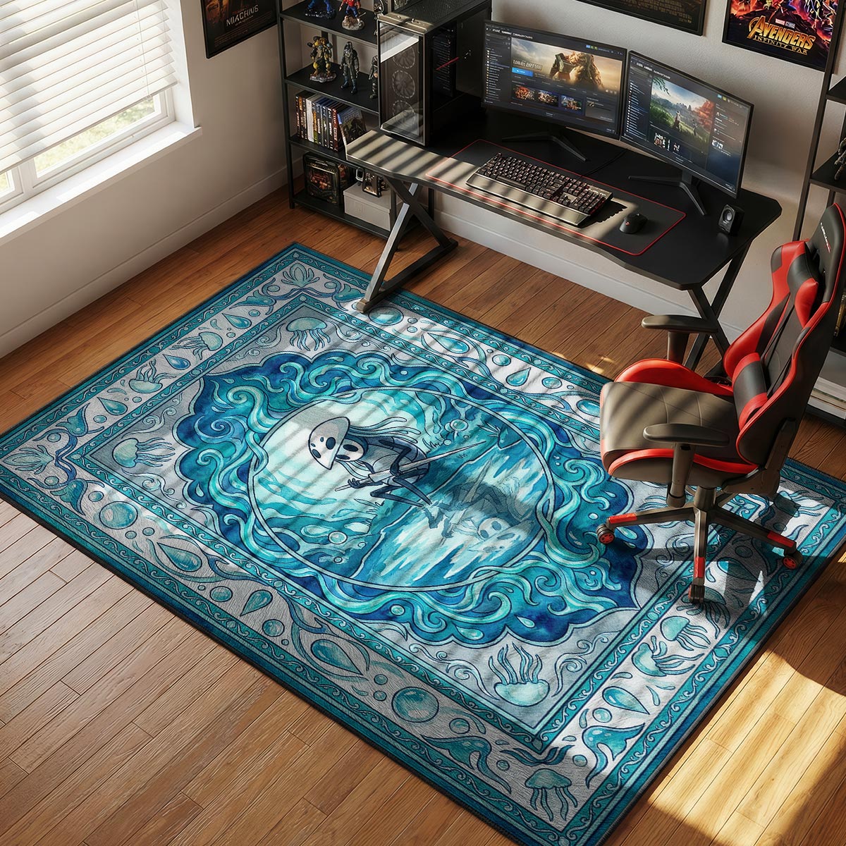 Quirrel Blue Lake Hollow Knight Chair rug — main product view