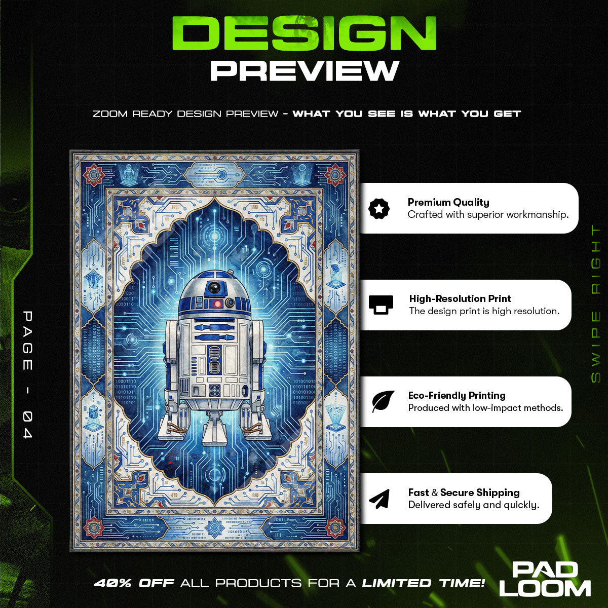 Room character design printed on rug