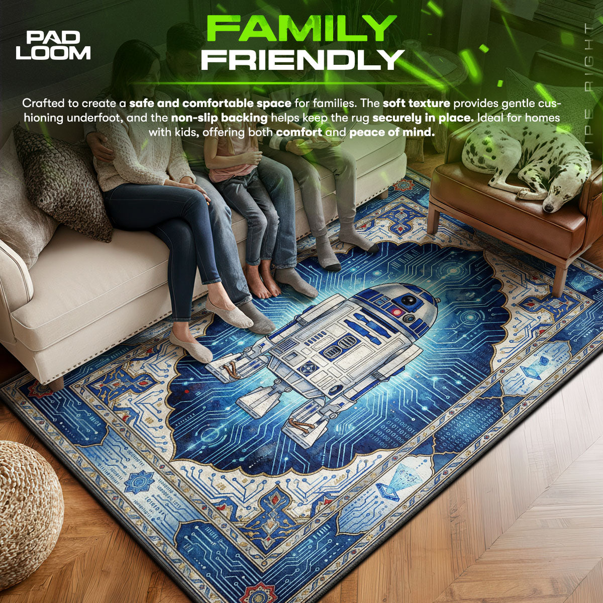 R2 area rug showing full home decor artwork