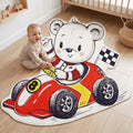 Racing Bear shaped area rug, die-cut kids room rug