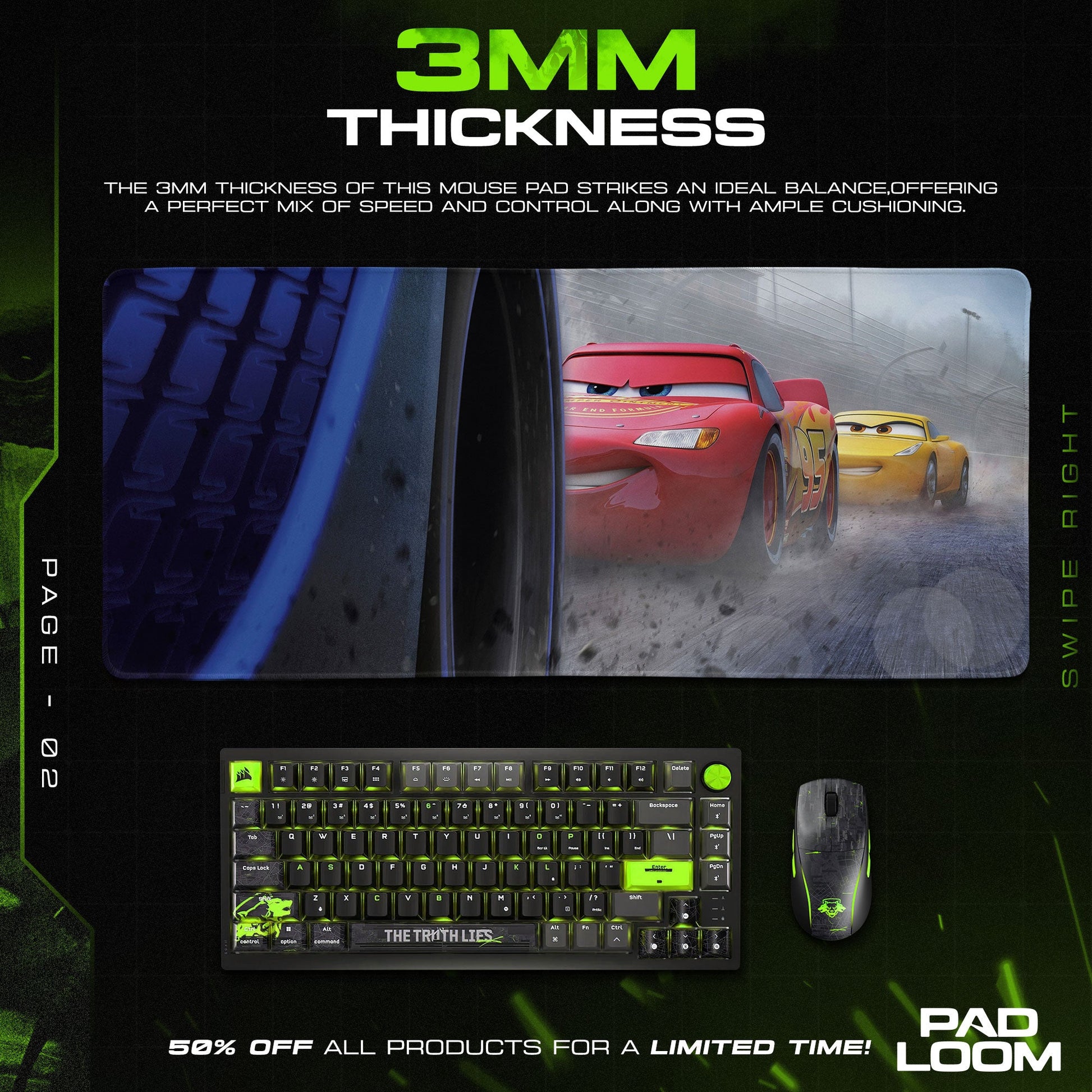 Racing Rivals Mouse Pad - Thunder Track Gaming Desk Mat Padloom