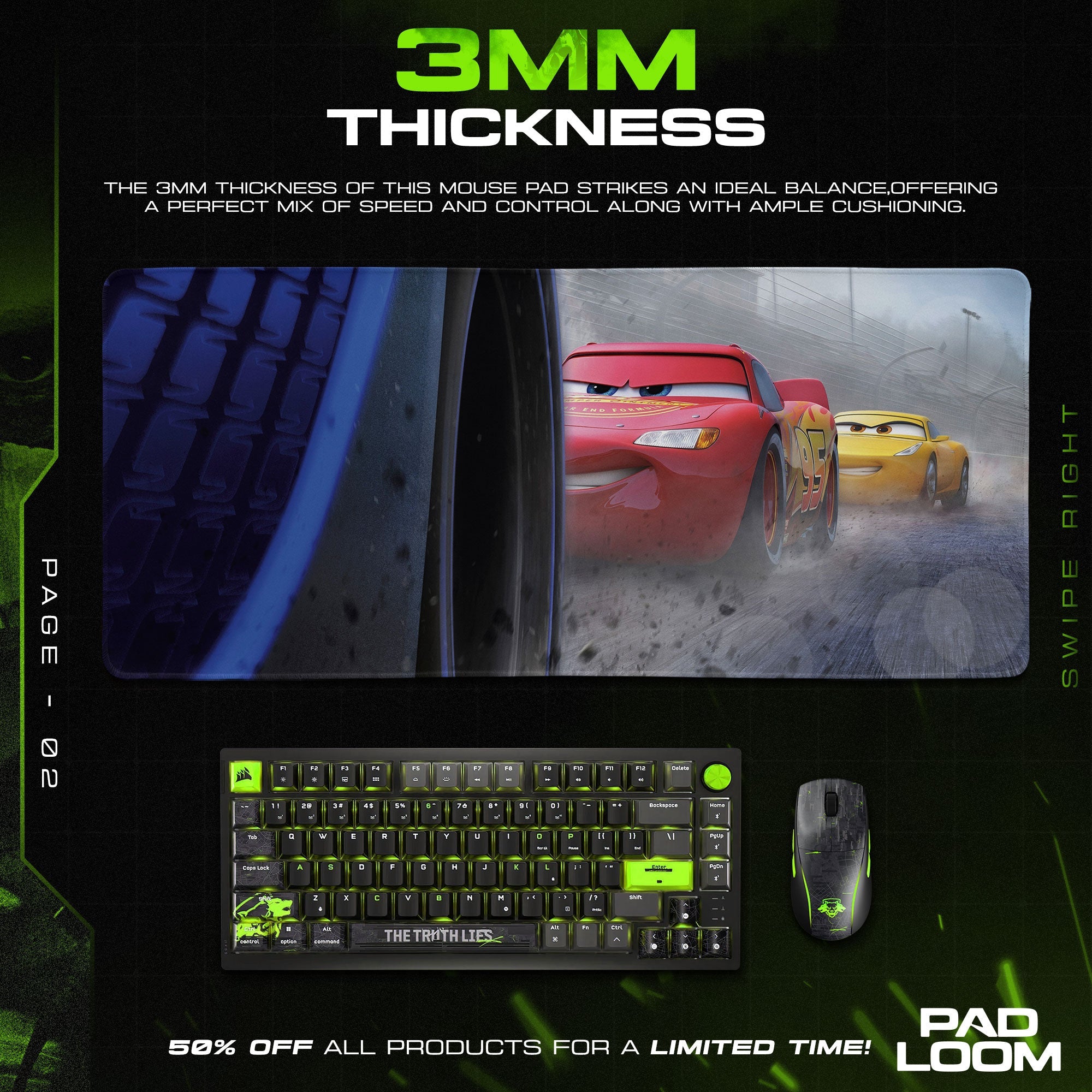 Racing Rivals Mouse Pad - Thunder Track Gaming Desk Mat Padloom