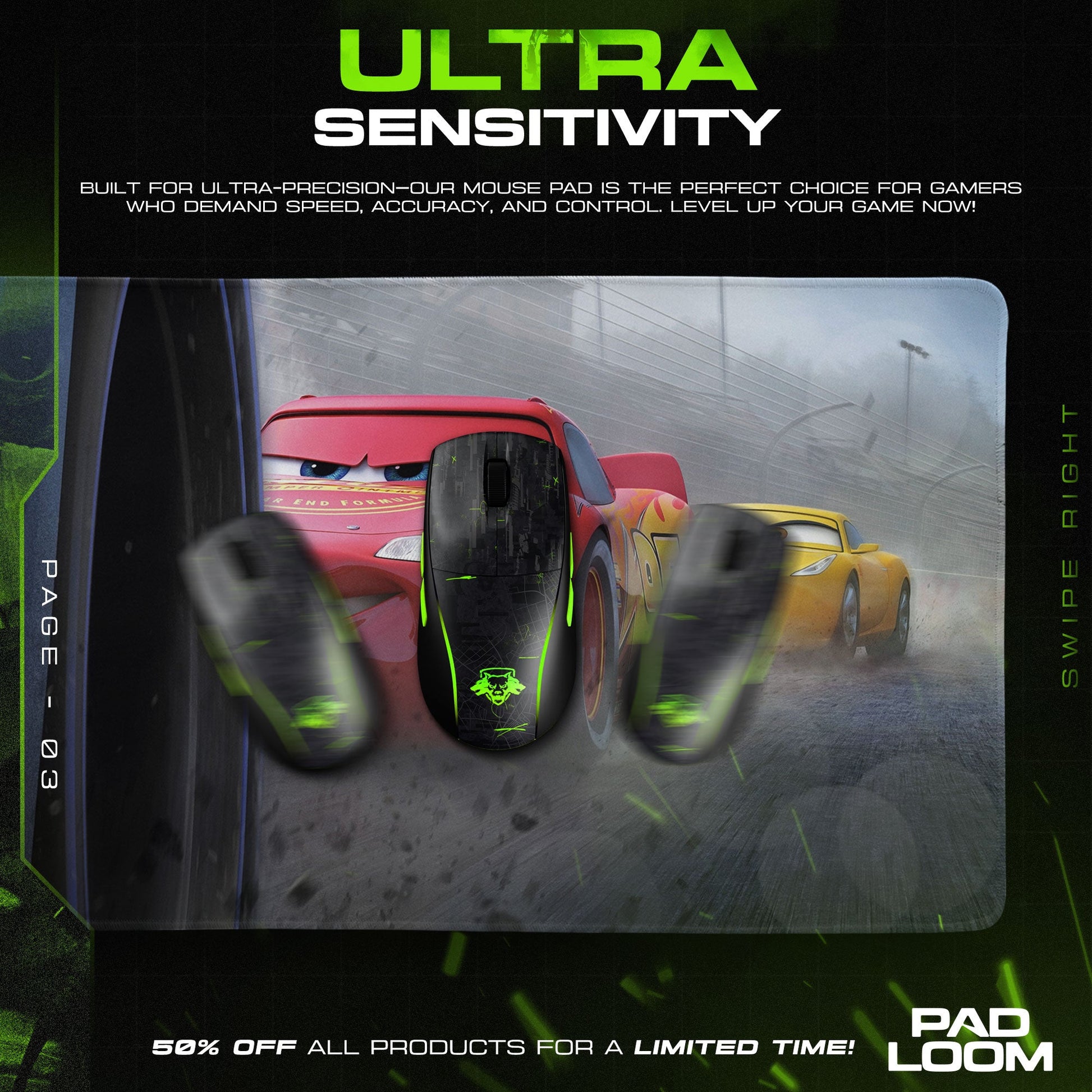 Racing Rivals Mouse Pad - Thunder Track Gaming Desk Mat Padloom