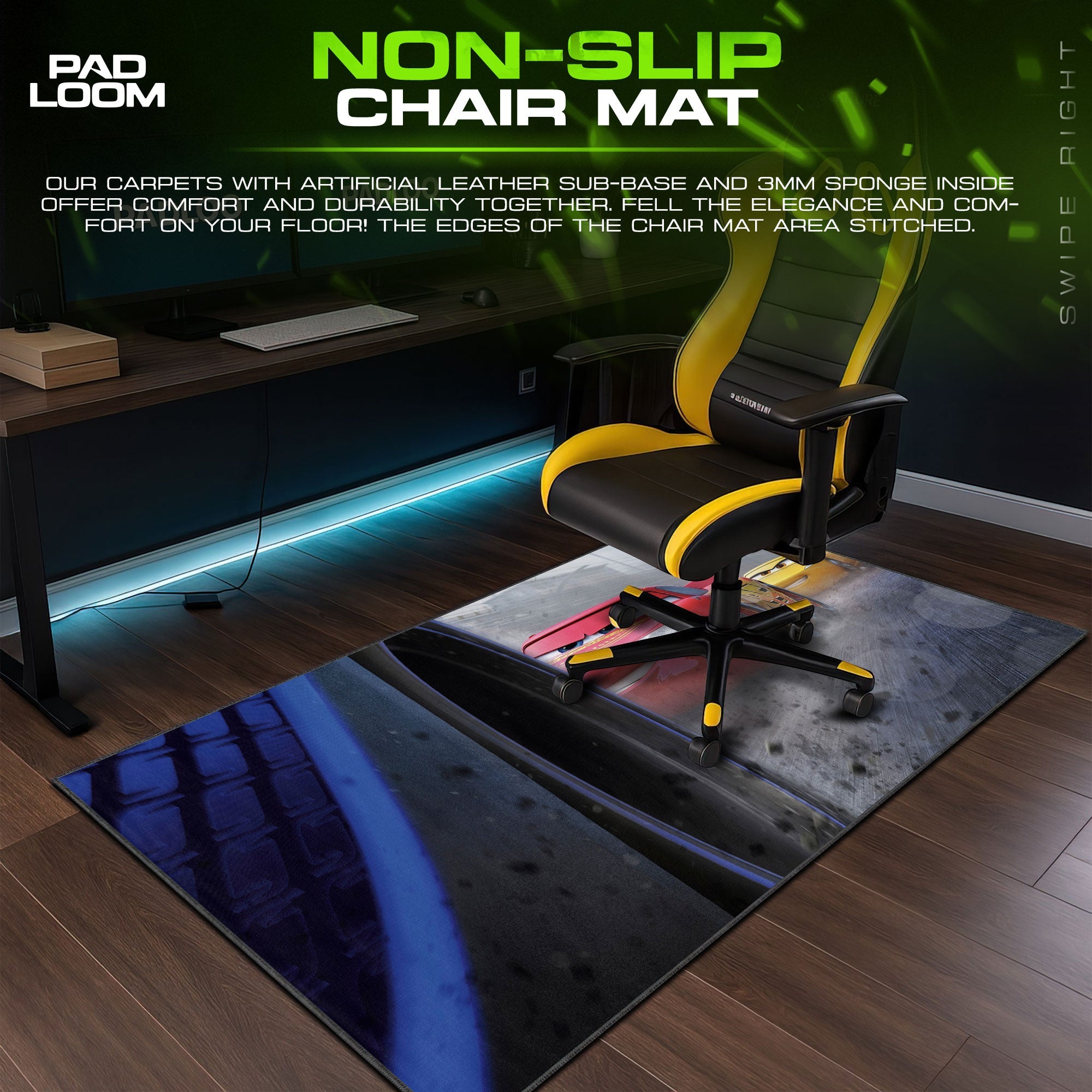 Racing Rivals Mouse Pad - Thunder Track Gaming Desk Mat Padloom