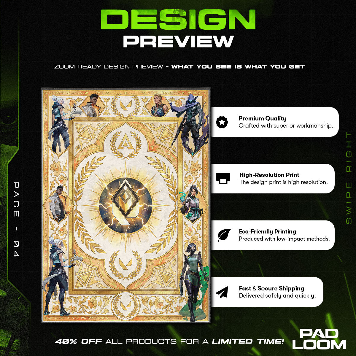 Radiant Agents Victory Rug - Valorant Chair Mat