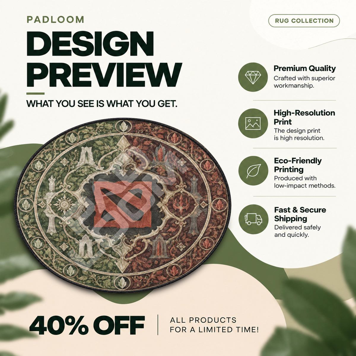 Radiant Dire Medallion Round Rug - Dota 2 Chair Mat