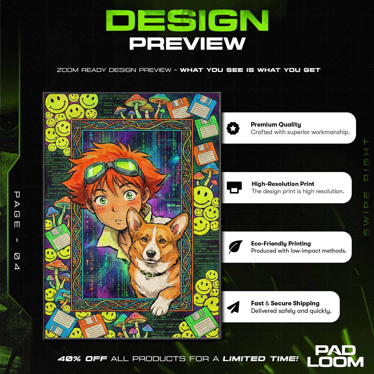 Radical Edward Cyber Hacker Rug - Cowboy Bebop Chair Mat