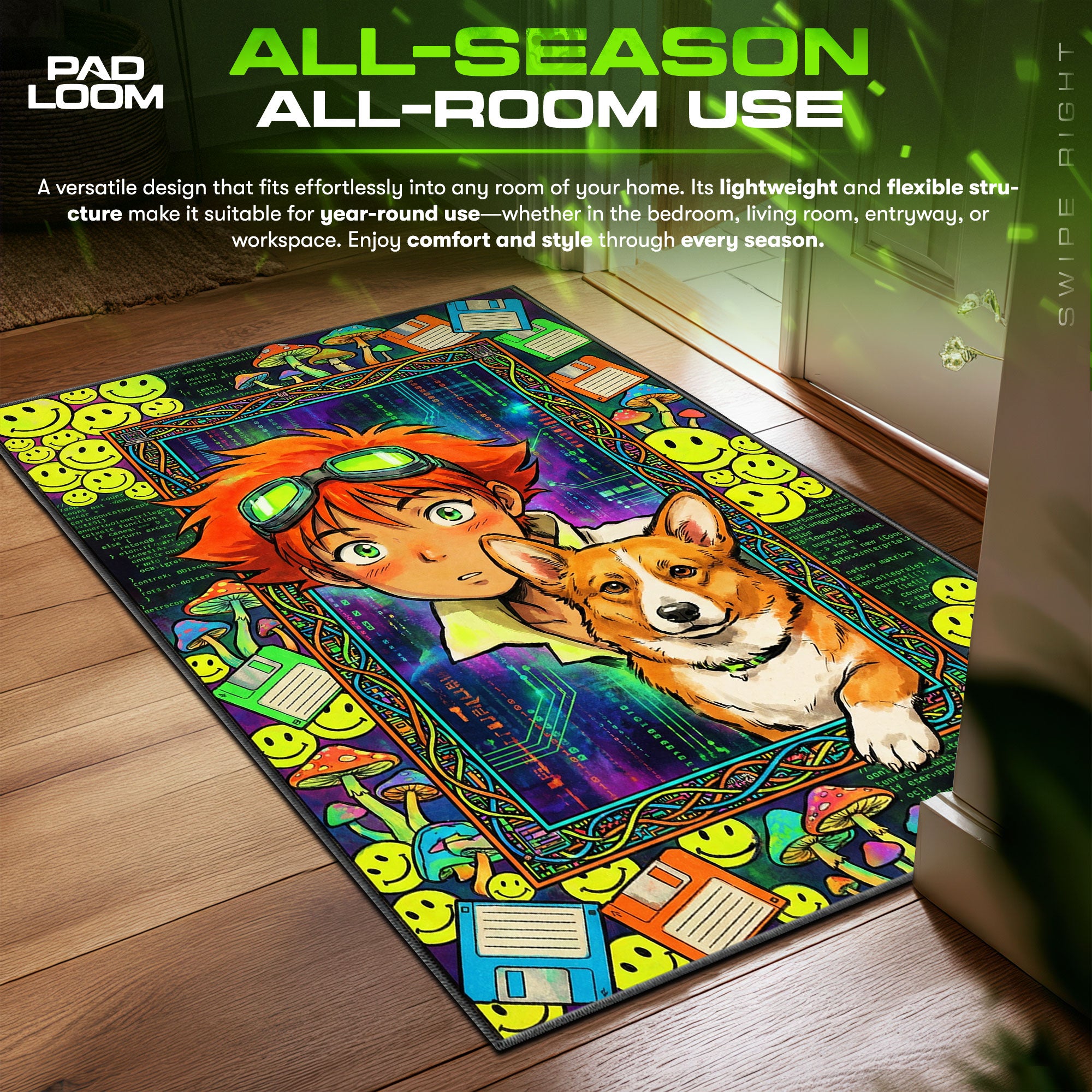 Radical Edward Cyber Hacker Rug - Cowboy Bebop Chair Mat