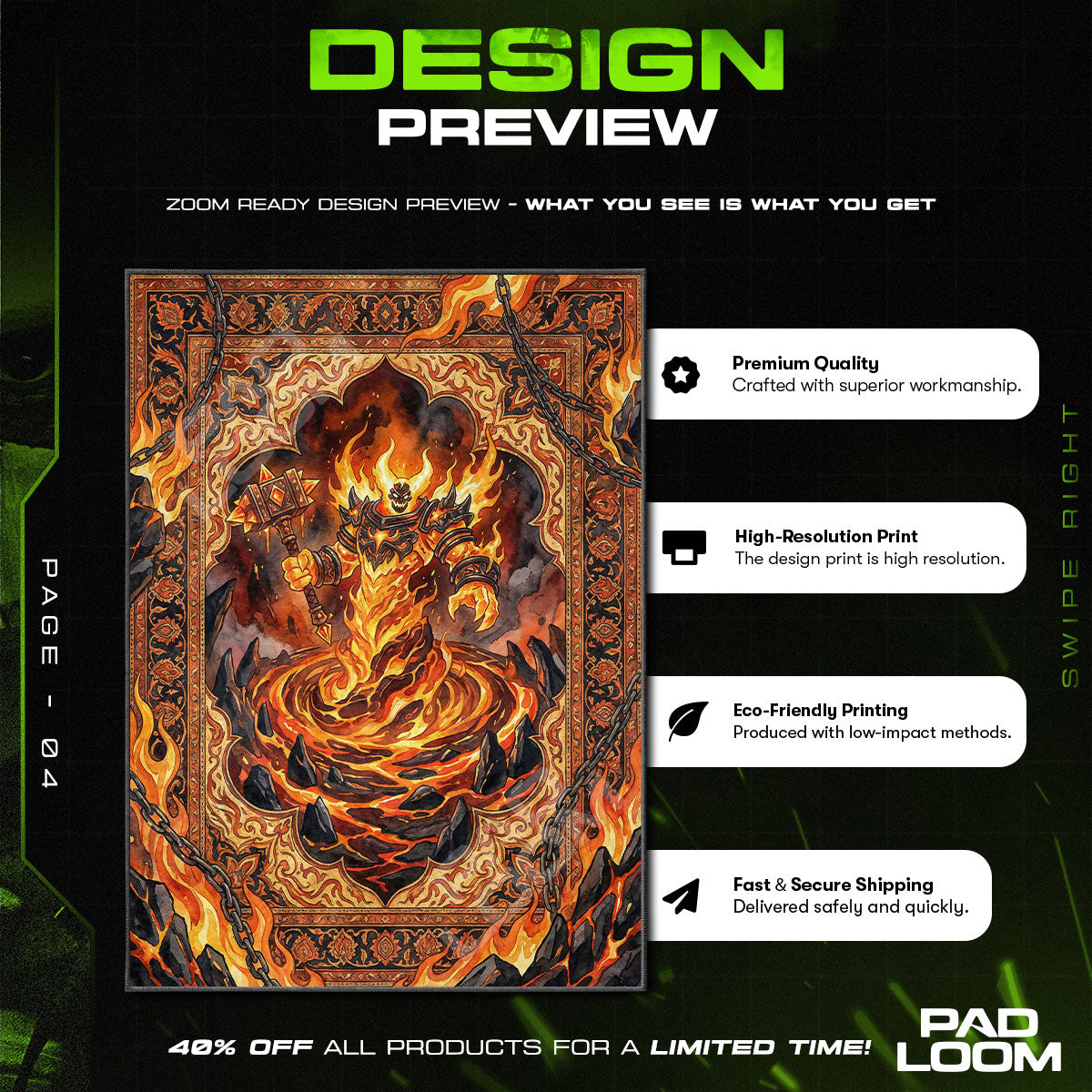 Ragnaros Molten Fire Rug - WoW Chair Mat