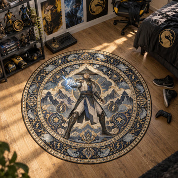 Raiden Lightning Round Rug - Mortal Kombat Chair Mat
