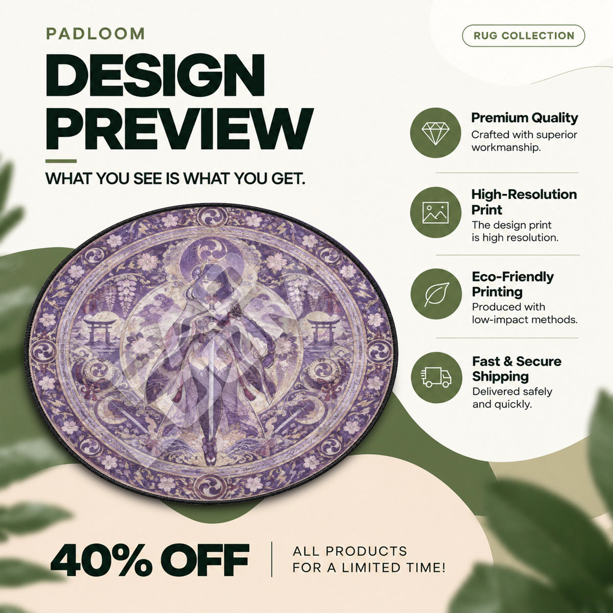 Raiden Sakura Round Rug - Genshin Impact Chair Mat