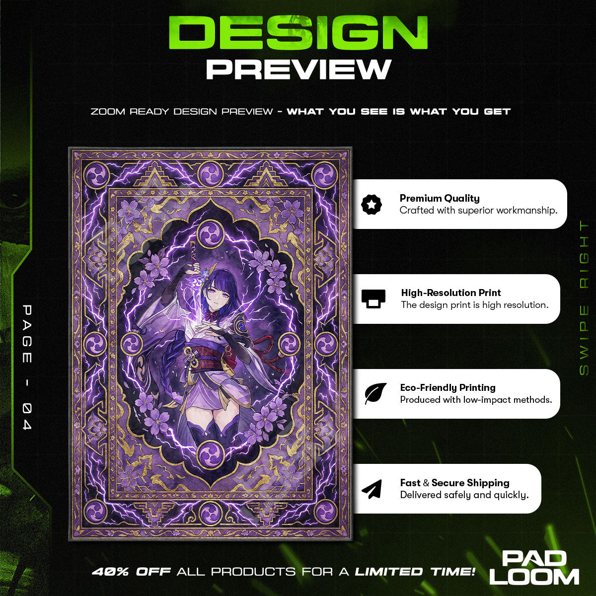 Raiden Shogun Göttliche Kartenmatte - Genshin Impact Stuhlunterlage