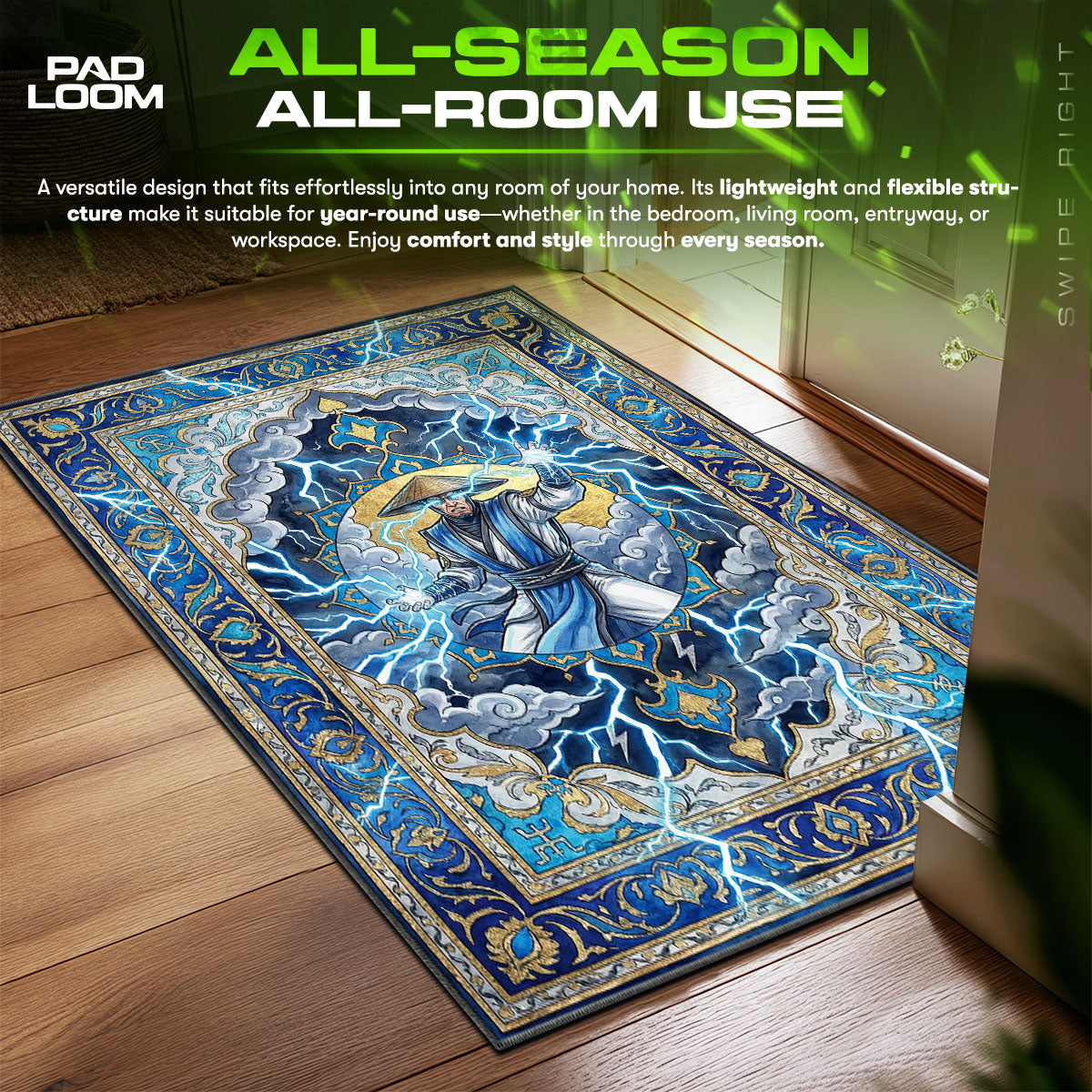 Raiden Donnergott Teppich - Mortal Kombat Stuhlunterlage