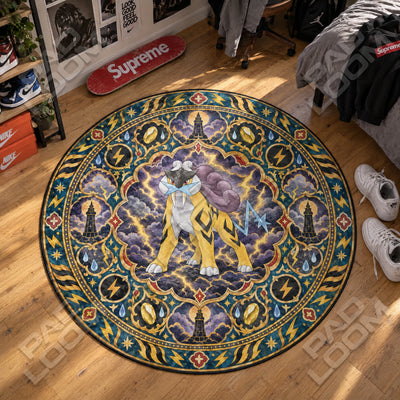 Raikou Storm Round Rug - Pokemon Chair Mat