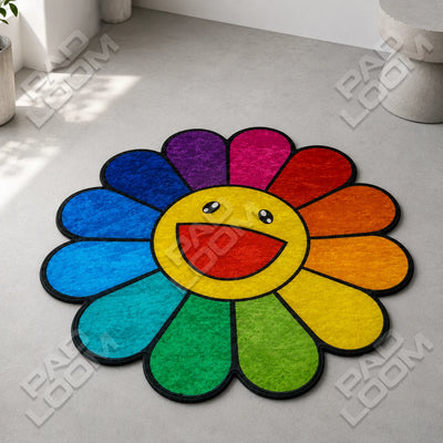 Rainbow Murakami Flower Rug - Shaped Gaming Area Rug
