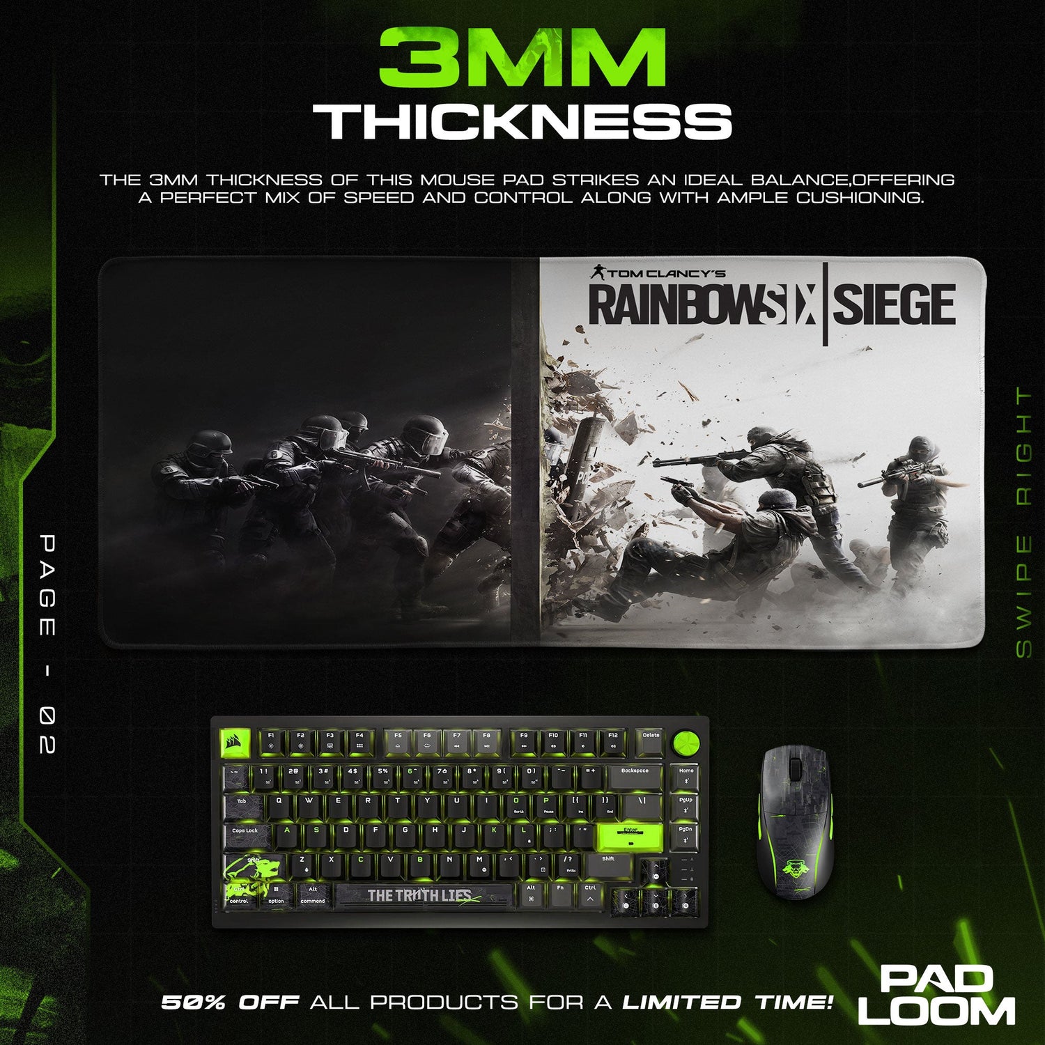 Rainbow Six Siege Breach Mouse Pad, Game Tactical Gaming Desk Mat Padloom
