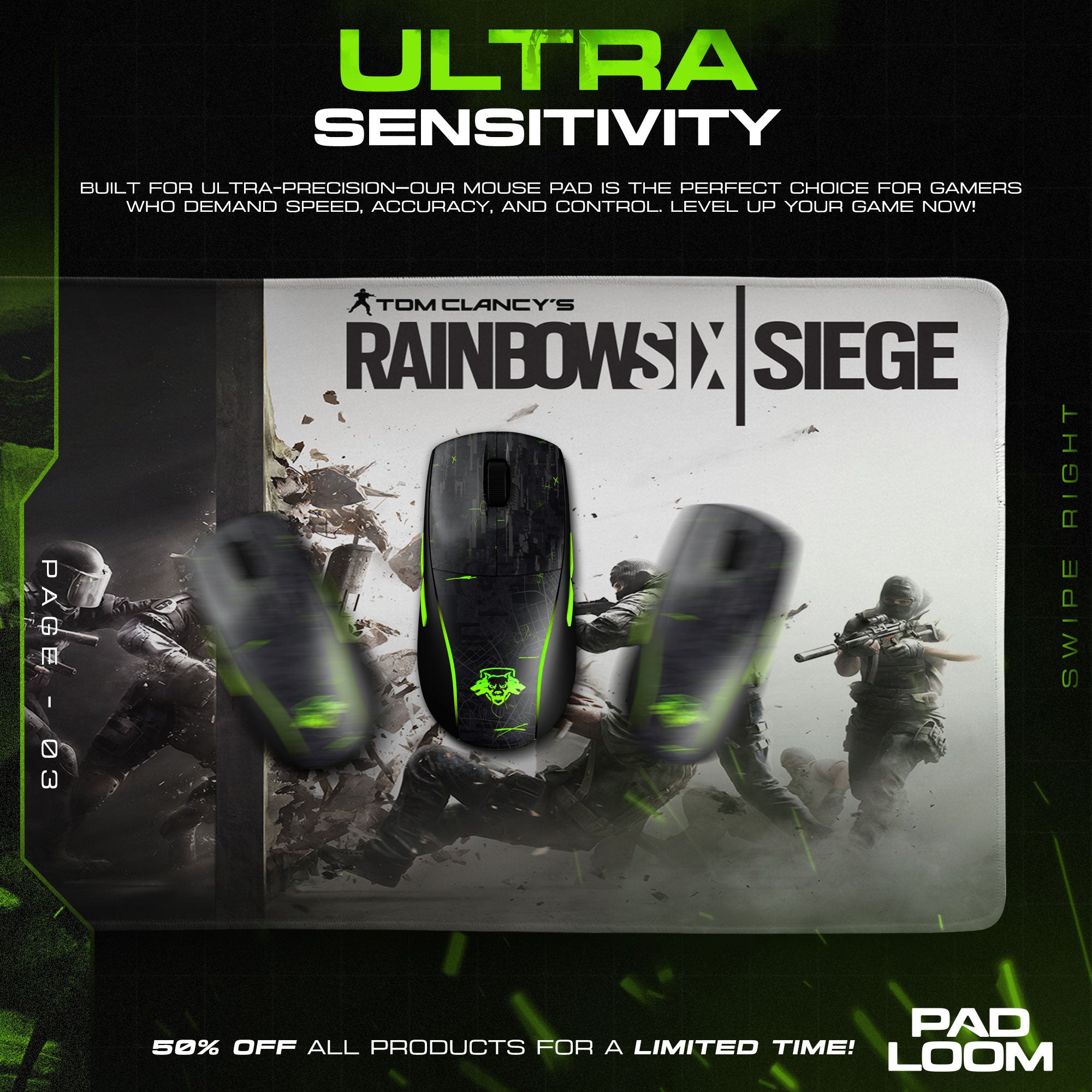 Rainbow Six Siege Breach Mouse Pad, Game Tactical Gaming Desk Mat