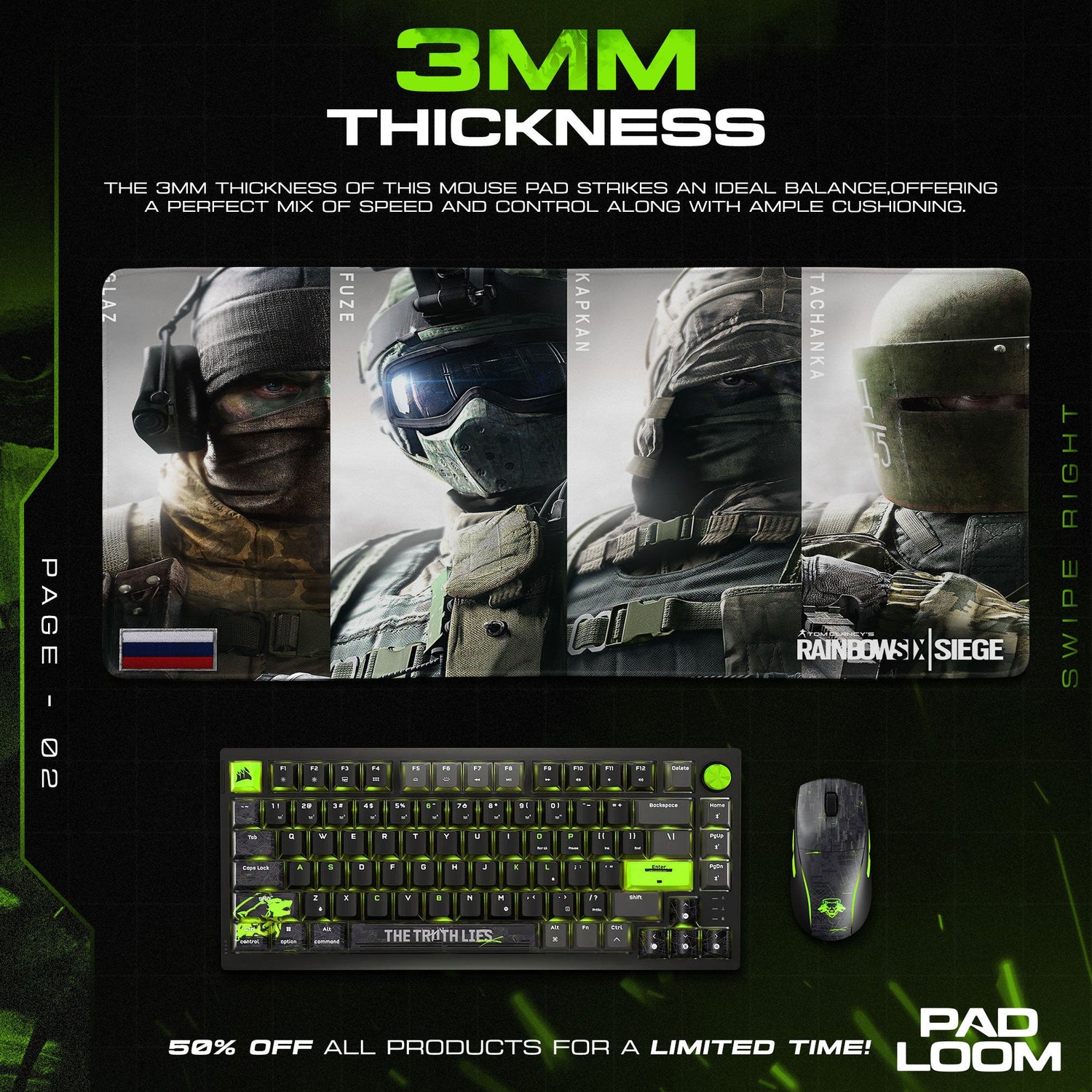 Rainbow Six Siege Russian Ops Mouse Pad, Game Tactical Gaming Desk Mat Padloom