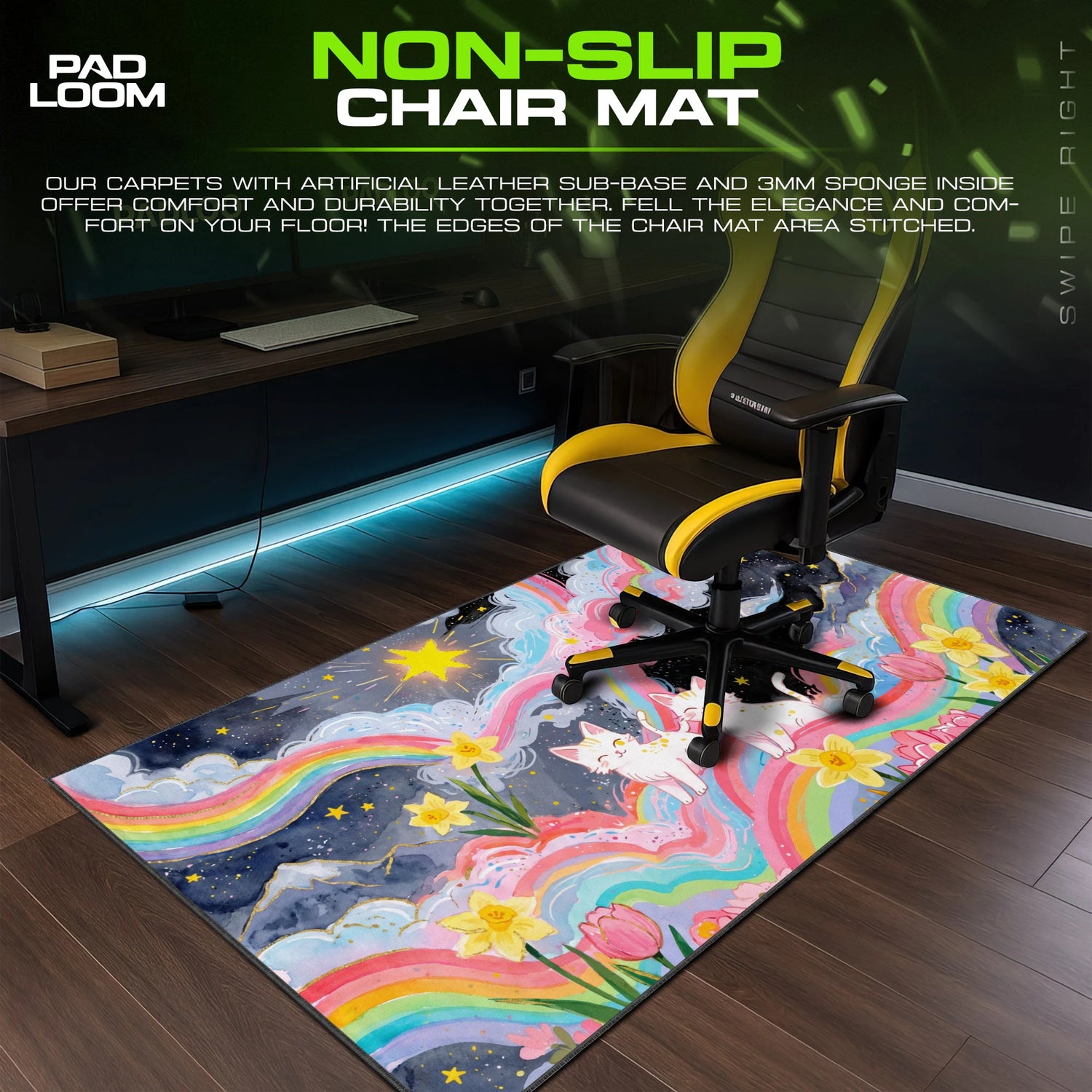 Rainbow Sky Cats Mouse Pad - Whimsical Desk Mat