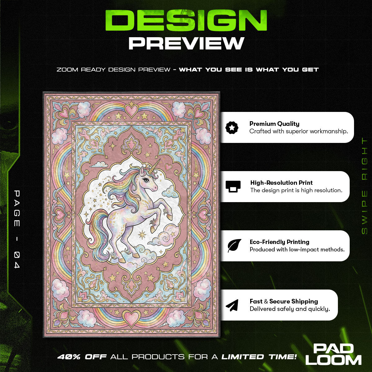 Floor character design printed on rug
