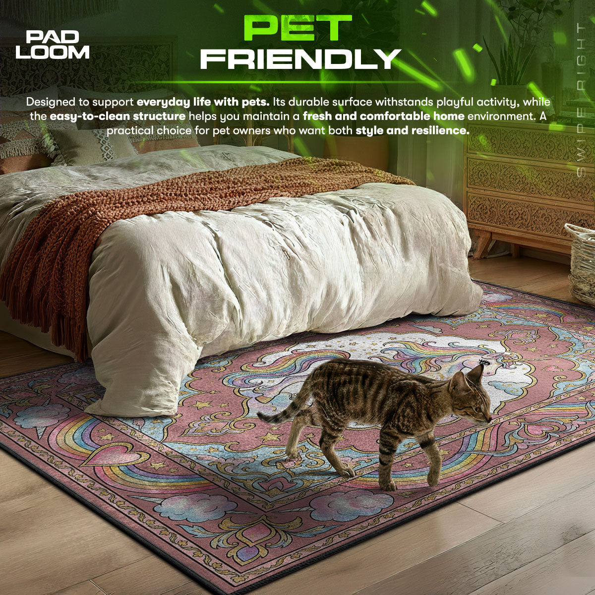 Detailed close-up of Rainbow rug pattern