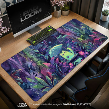 Rainy Garden Cat Mouse Pad - Cozy Desk Mat