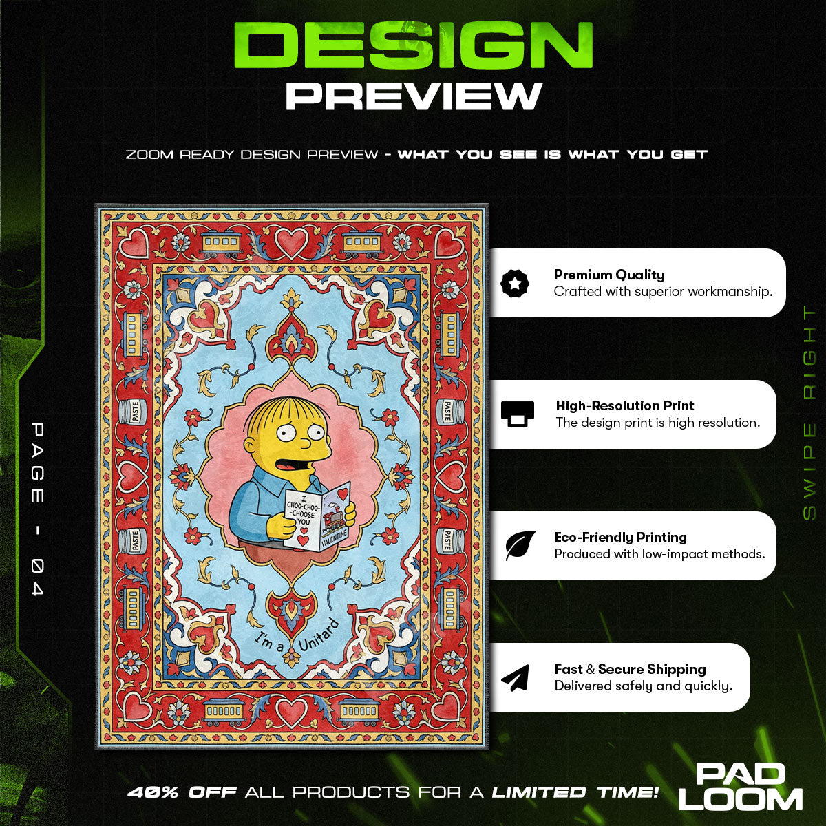 Room character design printed on rug