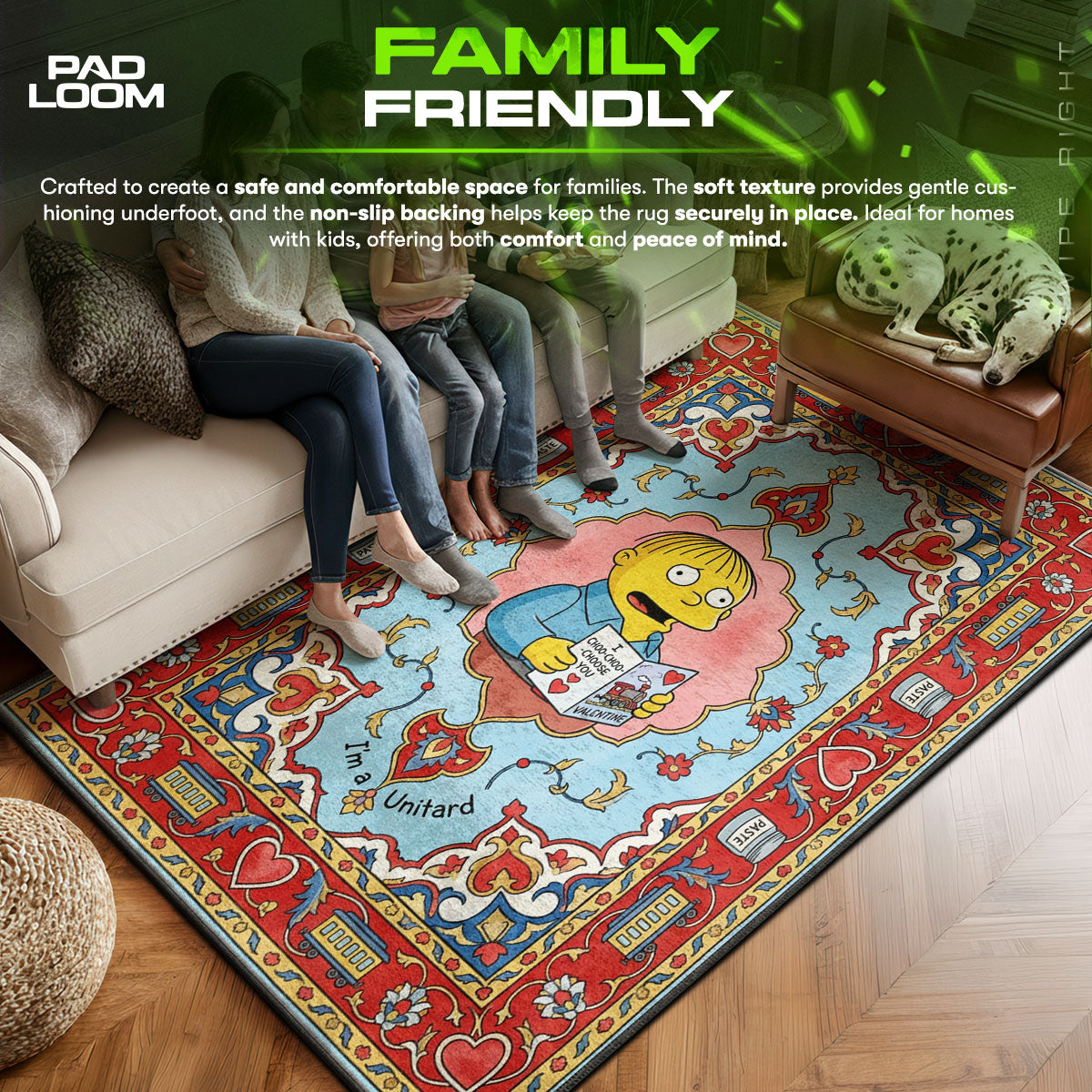 Ralph area rug showing full home decor artwork
