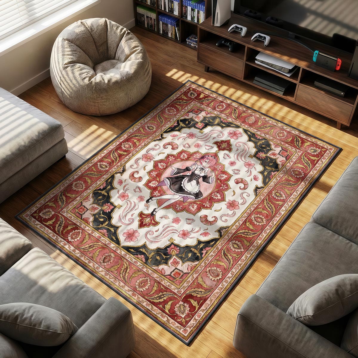 Ram Pink Floral Rug - Re:Zero Chair Mat