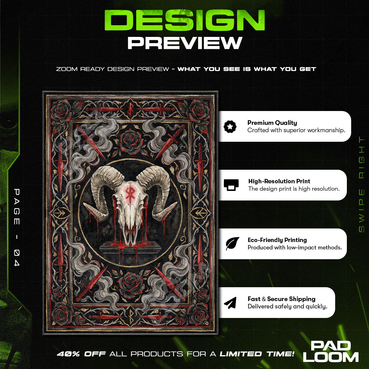 Ram Skull Altar Occult Dark Area rug — main product view
