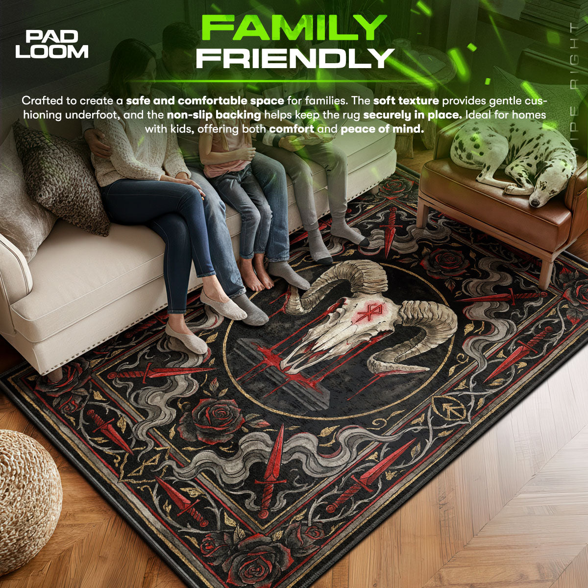 Area character design printed on rug
