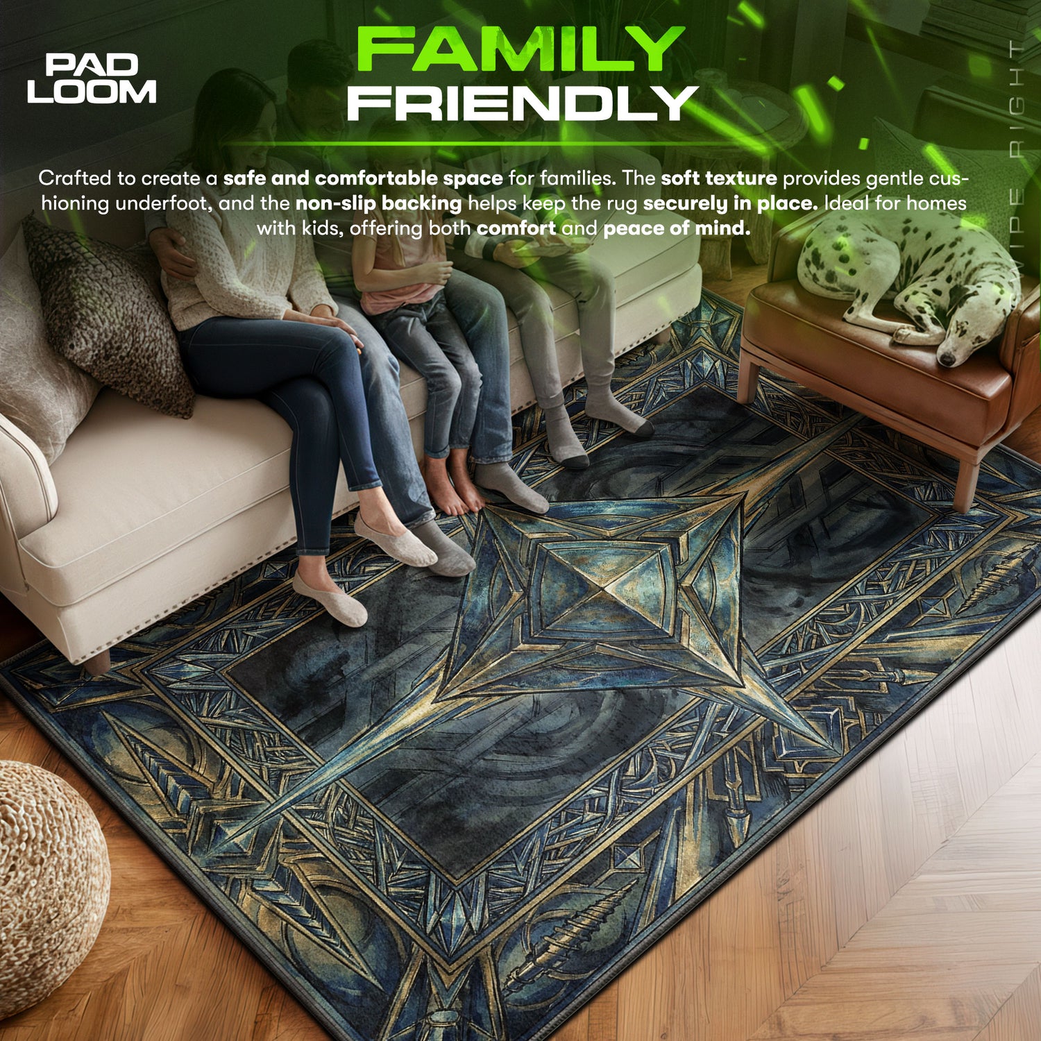Ramiel area rug showing full home decor artwork