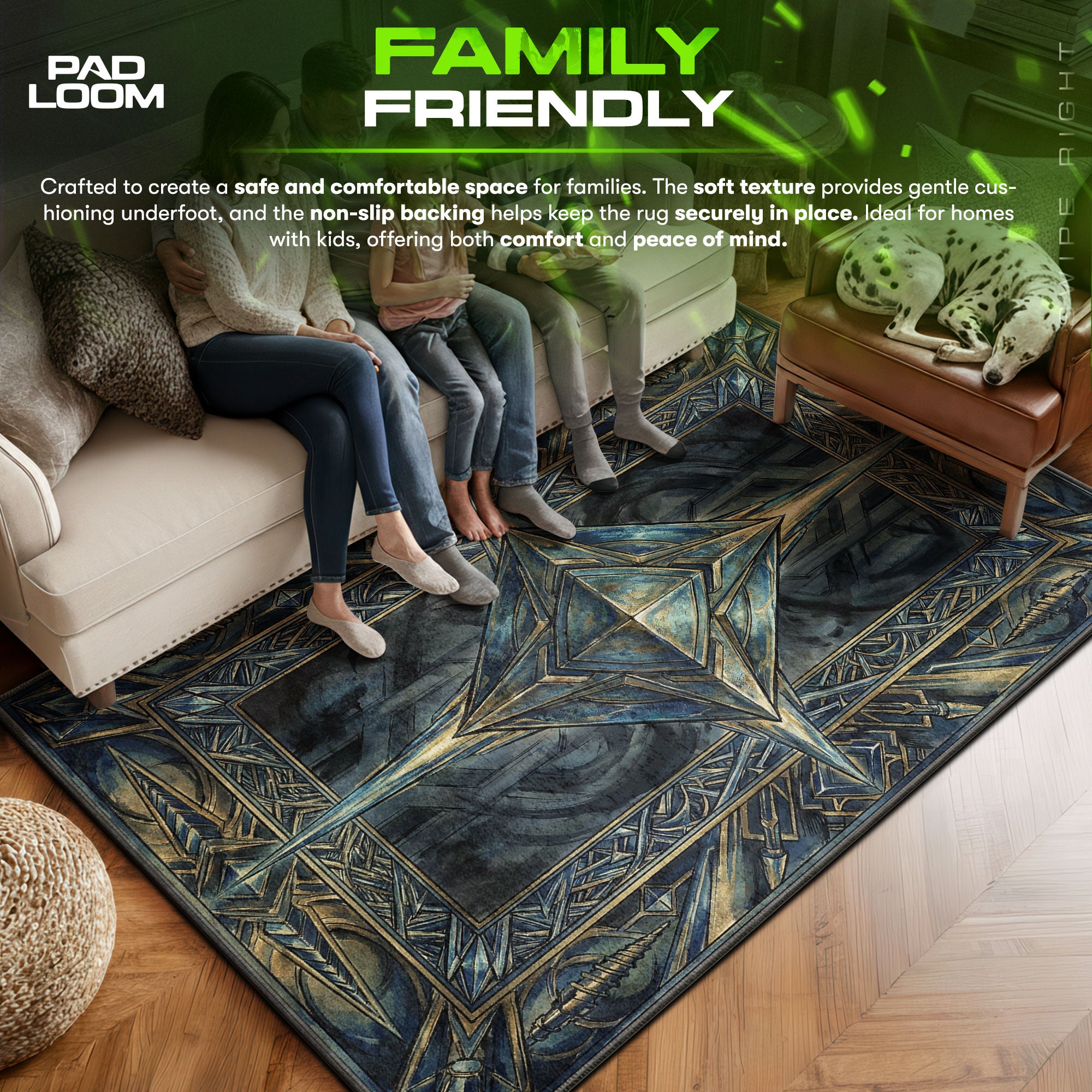 Ramiel area rug showing full home decor artwork