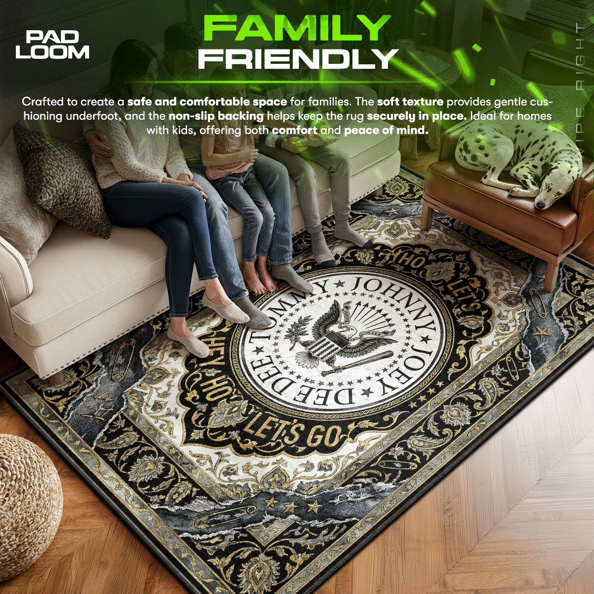 Area character design printed on rug