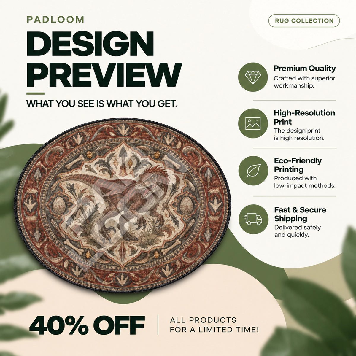 Raptor Prowling Round Rug - Ark Survival Chair Mat