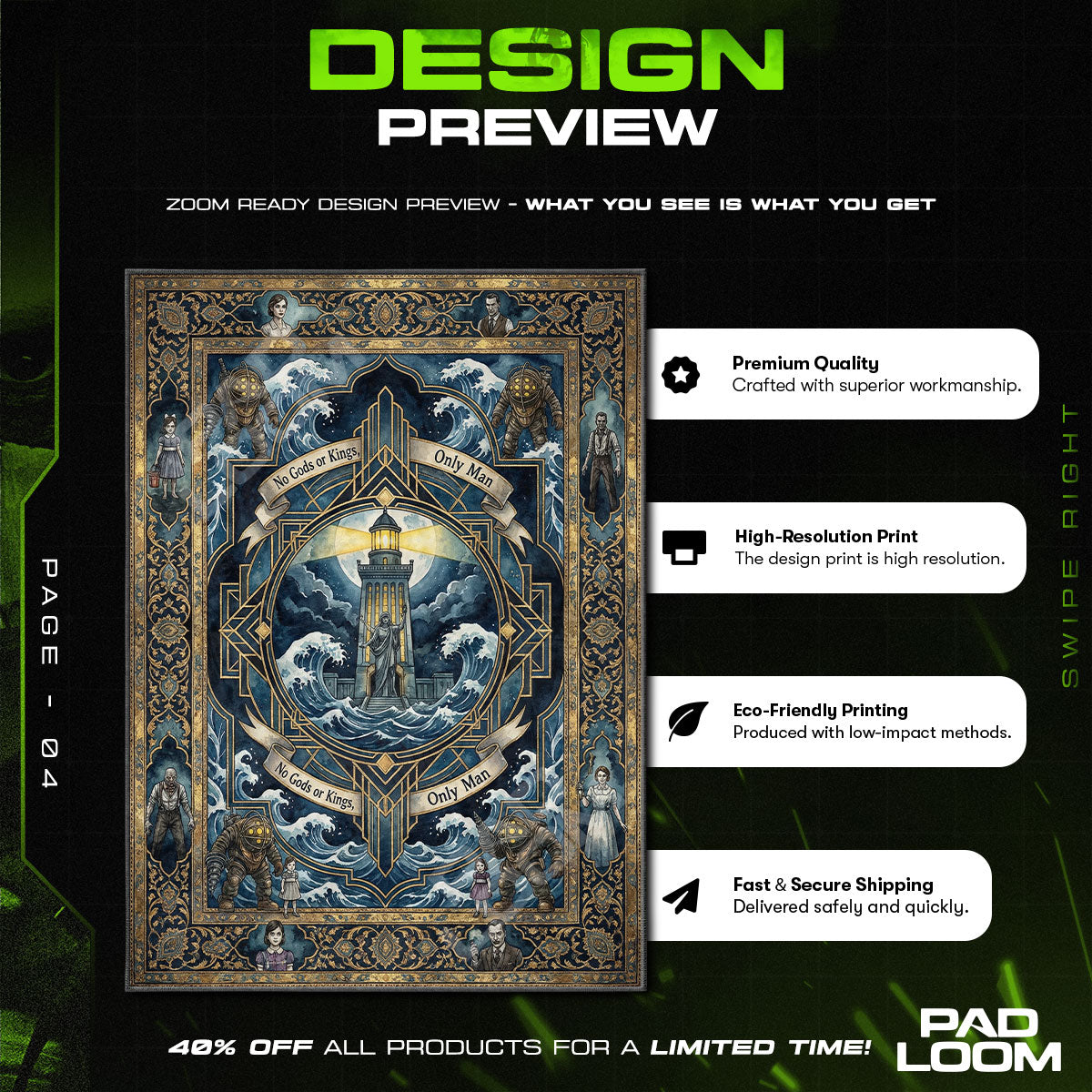 Rapture Lighthouse Art Deco Rug - BioShock Chair Mat