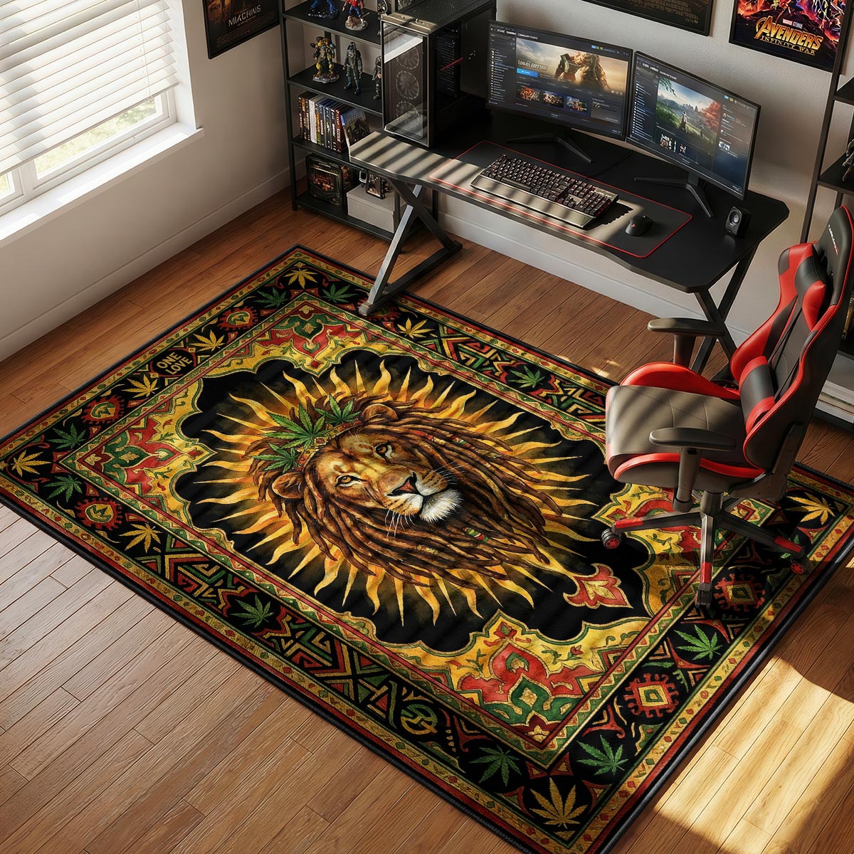 Rasta Lion Cannabis Streetwear Floor rug — main product view