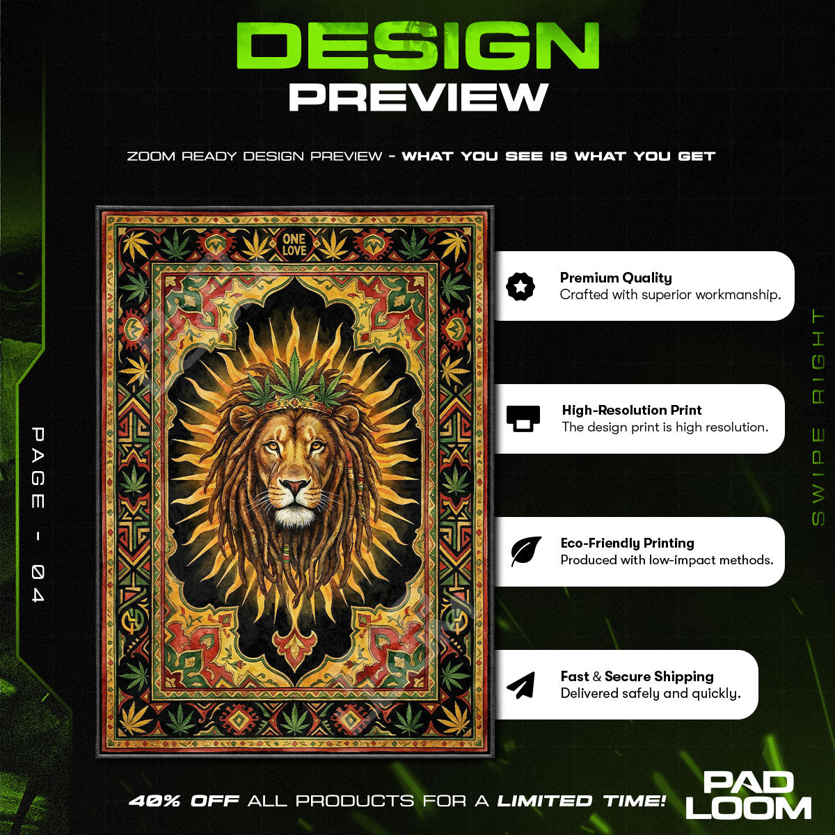 Floor character design printed on rug