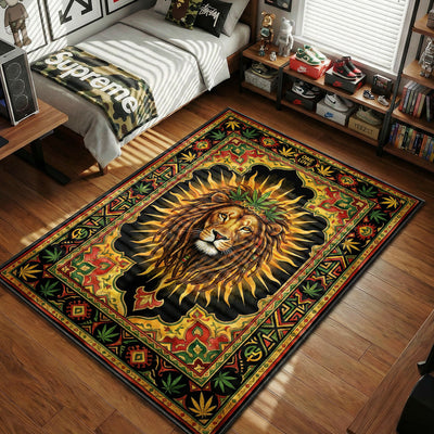 Rasta Lion Cannabis Rug - Streetwear Floor Mat