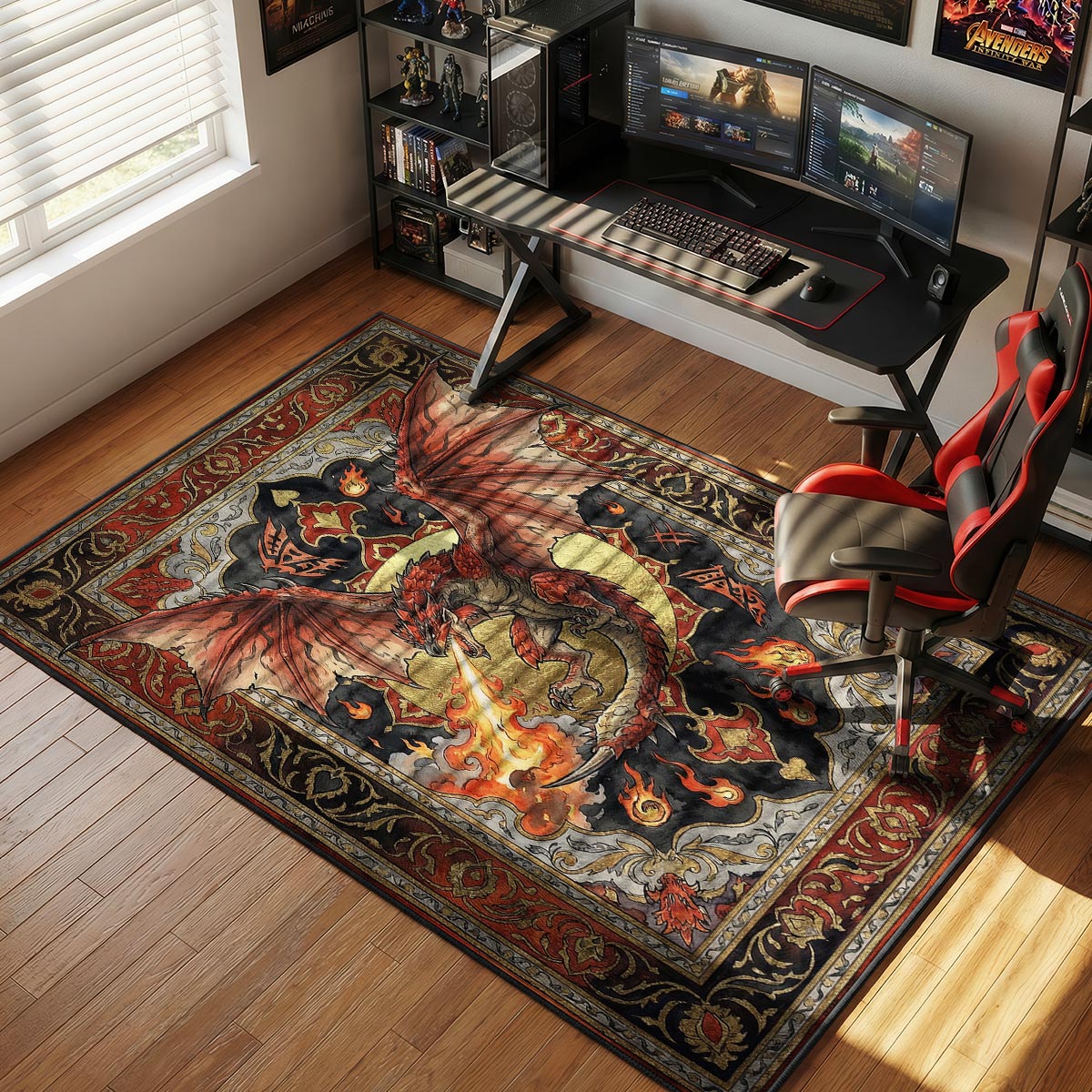 Rathalos Ancient Flame Rug - Monster Hunter Chair Mat
