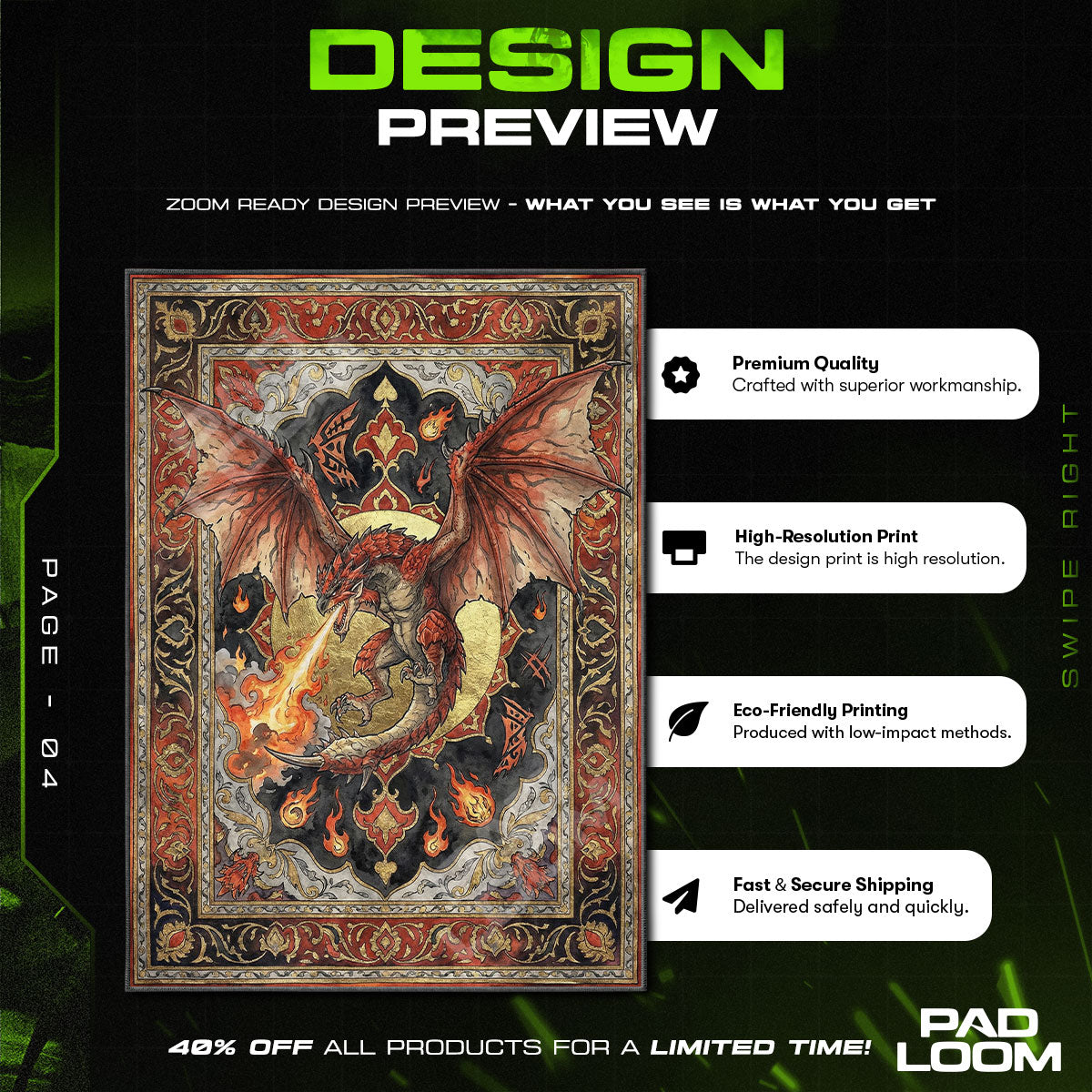 Rathalos Ancient Flame Rug - Monster Hunter Chair Mat