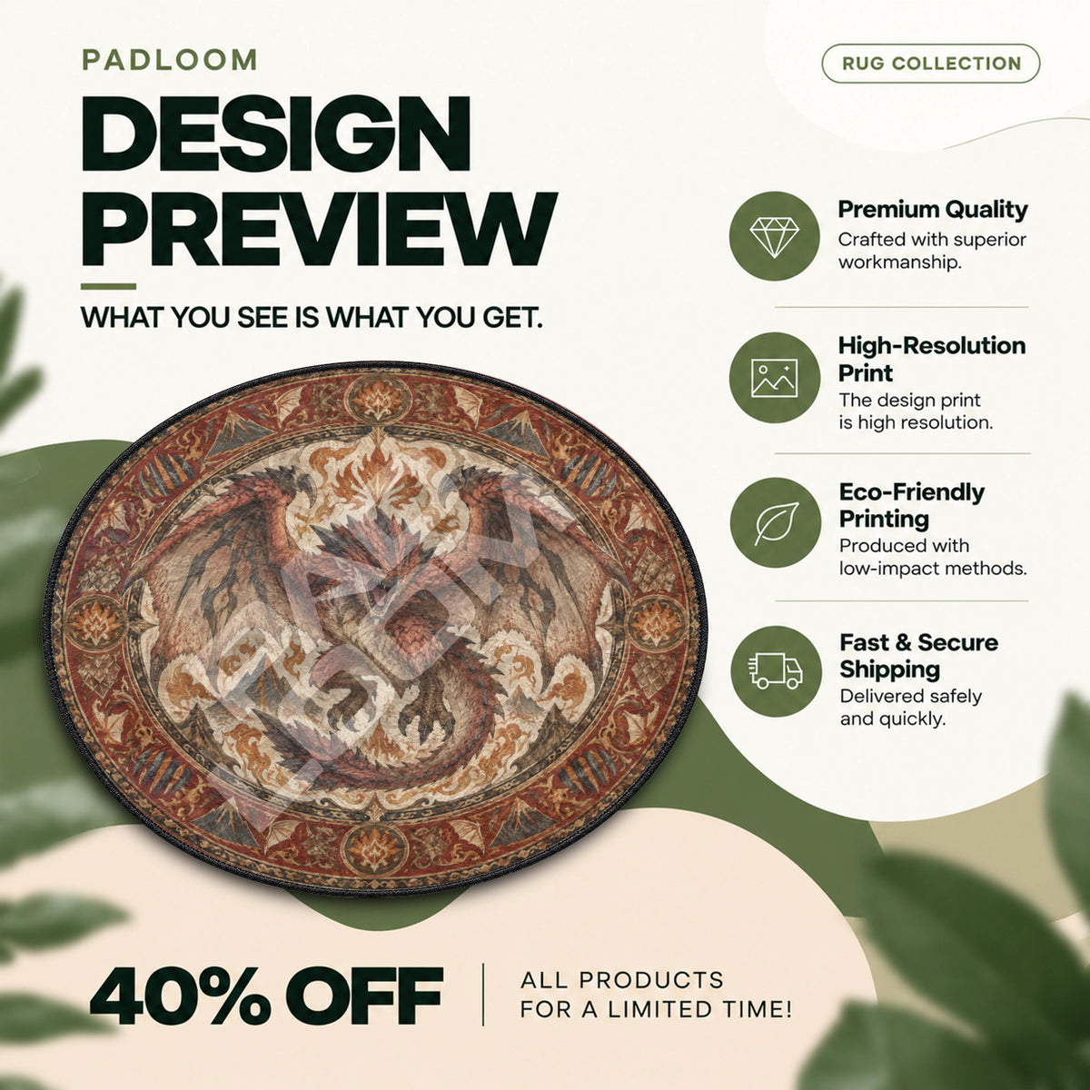 Rathalos Roaring Round Rug - Monster Hunter Chair Mat
