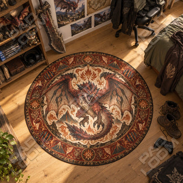 Rathalos Roaring Round Rug - Monster Hunter Chair Mat