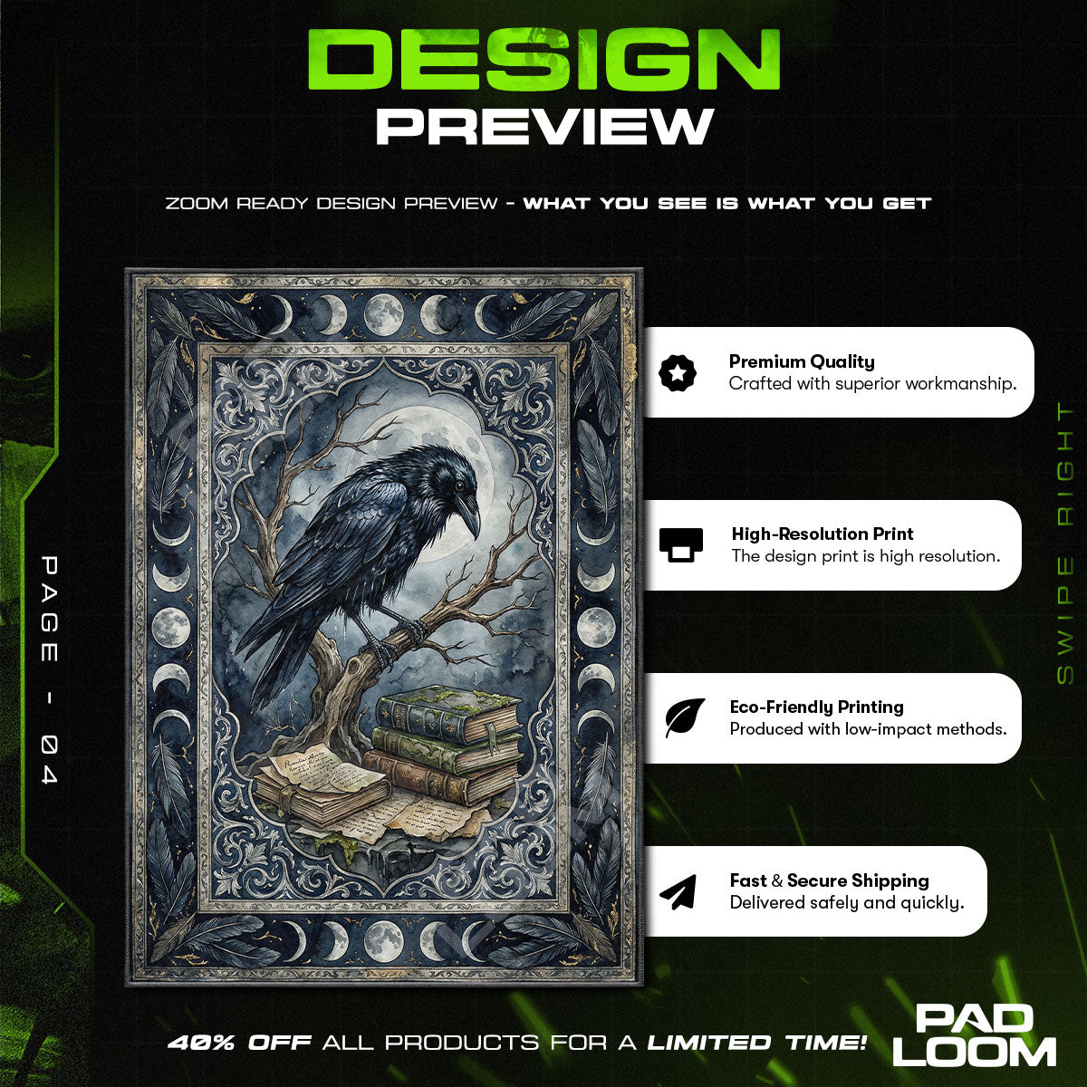 Raven & Moonlight Literary Area rug — main product view